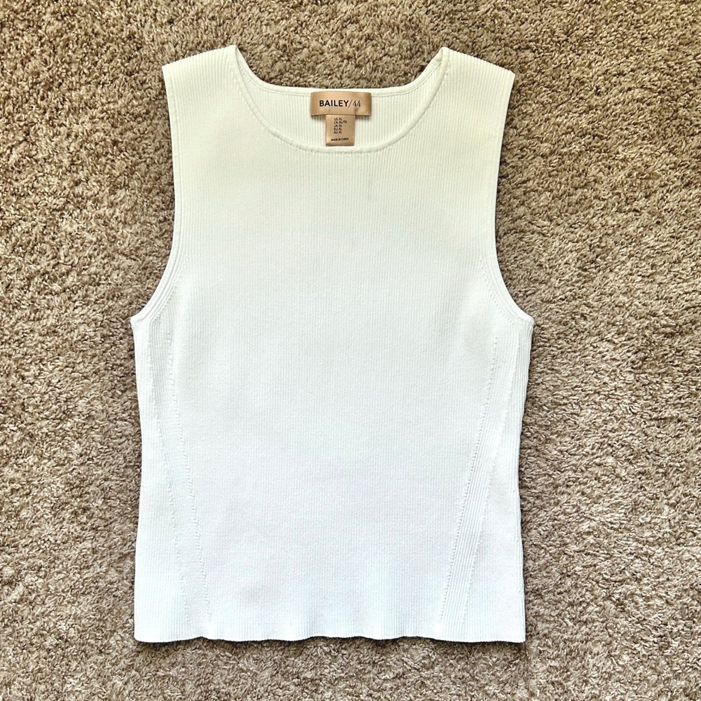 BAILEY 44 Ribbed Sleeveless Tank Top White I Size XL I Knit Shell Casual